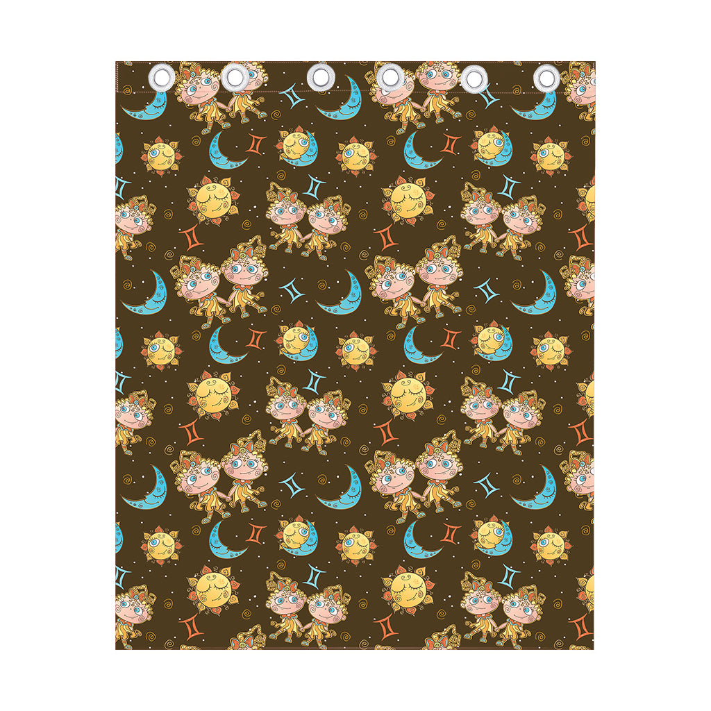 Cute Cartoon Gemini Pattern Print Curtain