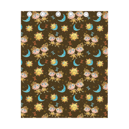 Cute Cartoon Gemini Pattern Print Curtain