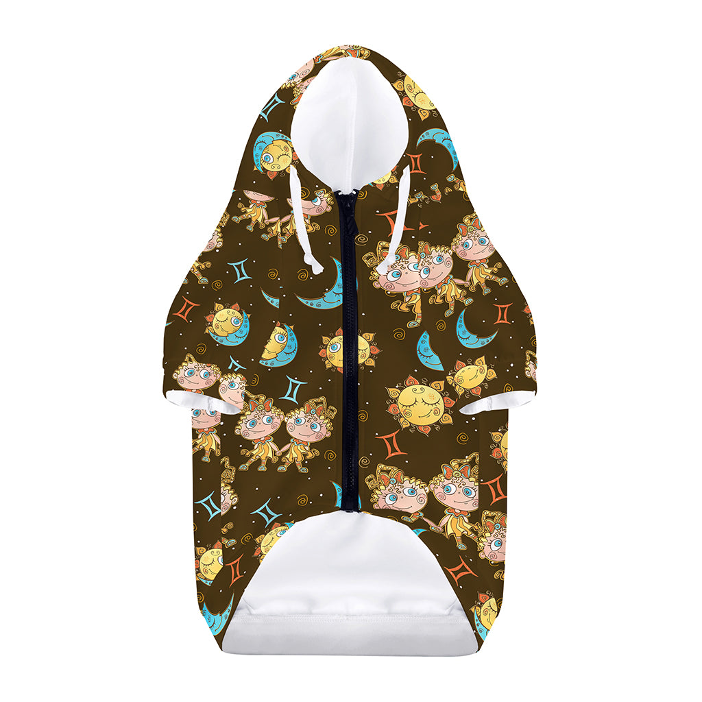 Cute Cartoon Gemini Pattern Print Dog Zip Up Hoodie