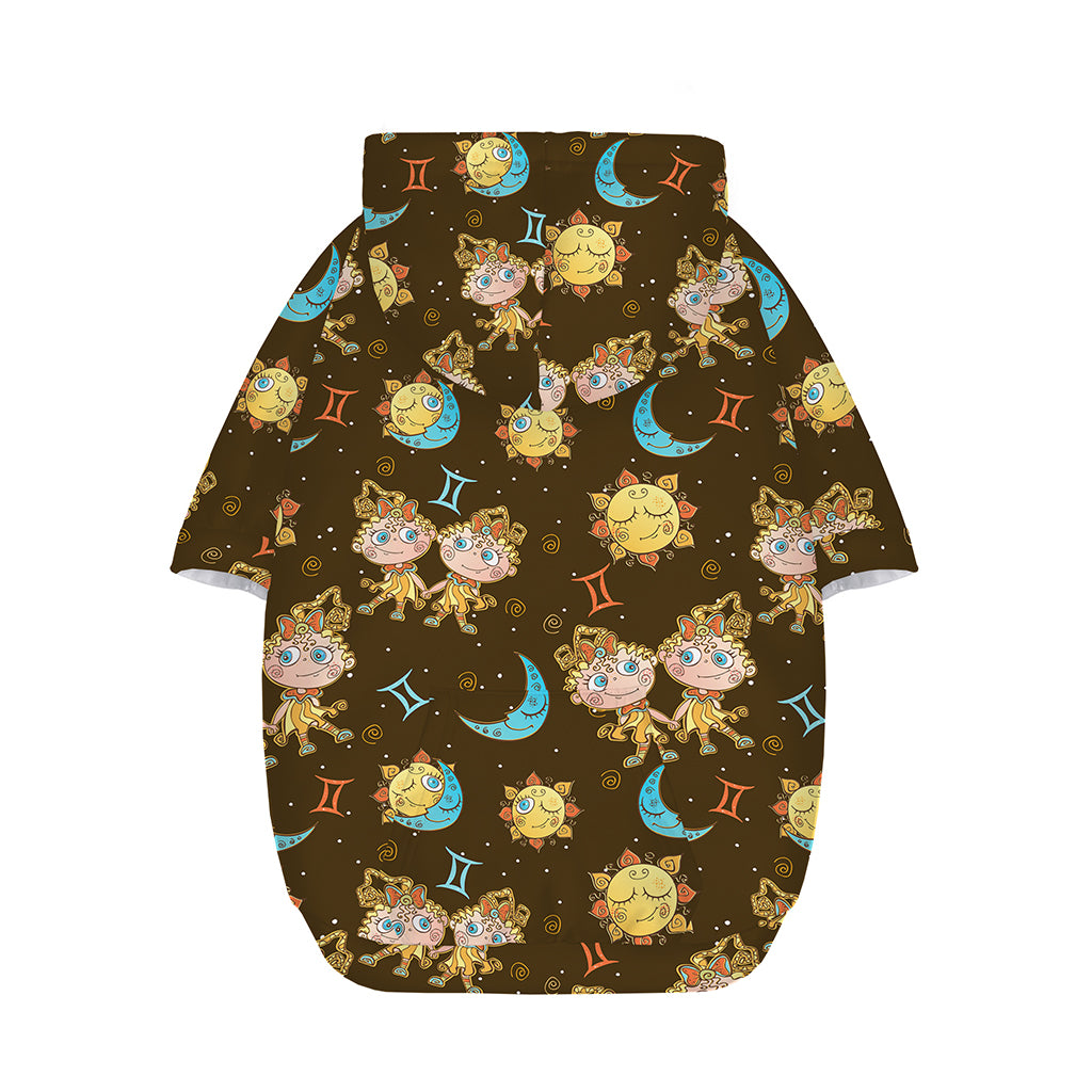 Cute Cartoon Gemini Pattern Print Dog Zip Up Hoodie