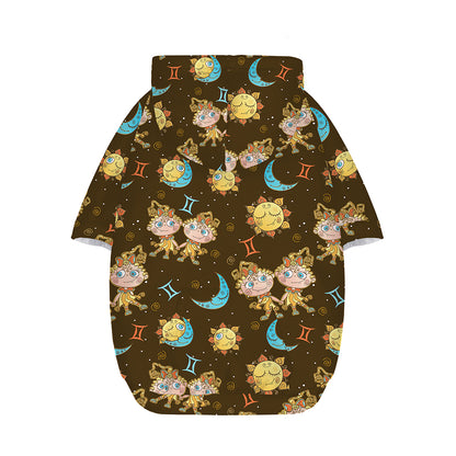 Cute Cartoon Gemini Pattern Print Dog Zip Up Hoodie