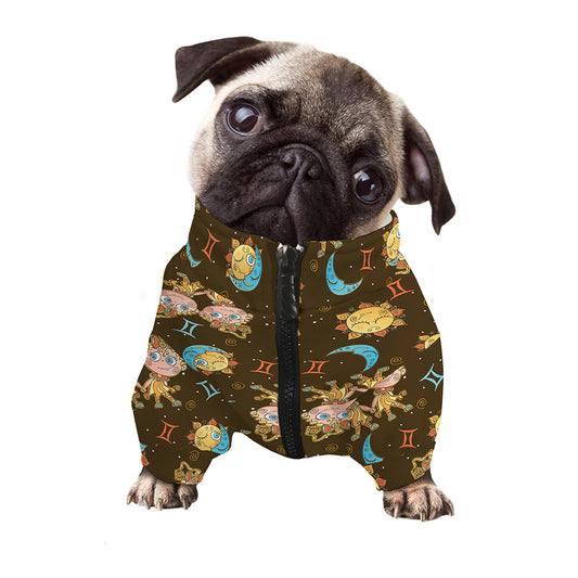 Cute Cartoon Gemini Pattern Print Dog Zip Up Jacket