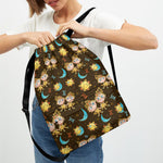 Cute Cartoon Gemini Pattern Print Drawstring Backpack