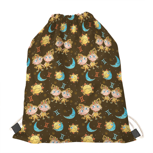 Cute Cartoon Gemini Pattern Print Drawstring Bag