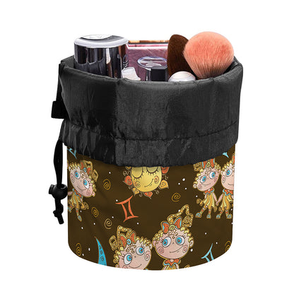 Cute Cartoon Gemini Pattern Print Drawstring Makeup Bag