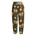 Cute Cartoon Gemini Pattern Print Fleece Lined Knit Pants