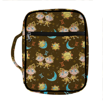 Cute Cartoon Gemini Pattern Print Front Pocket Bible Bag