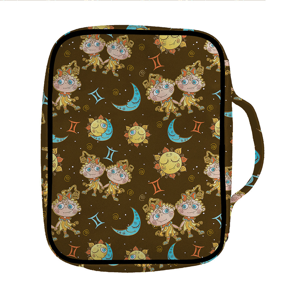 Cute Cartoon Gemini Pattern Print Front Pocket Bible Bag