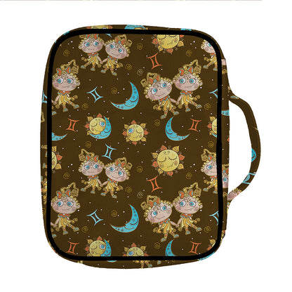 Cute Cartoon Gemini Pattern Print Front Pocket Bible Bag