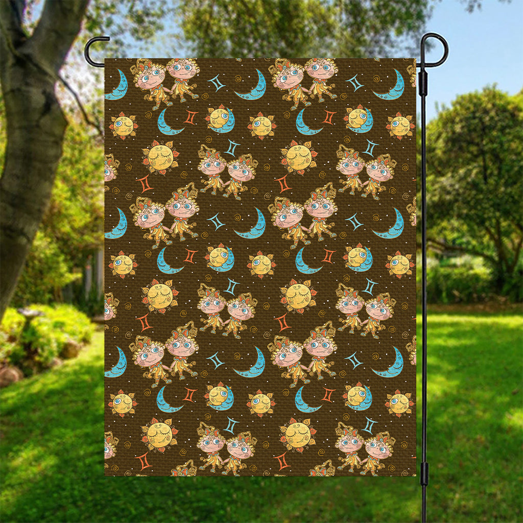 Cute Cartoon Gemini Pattern Print Garden Flag