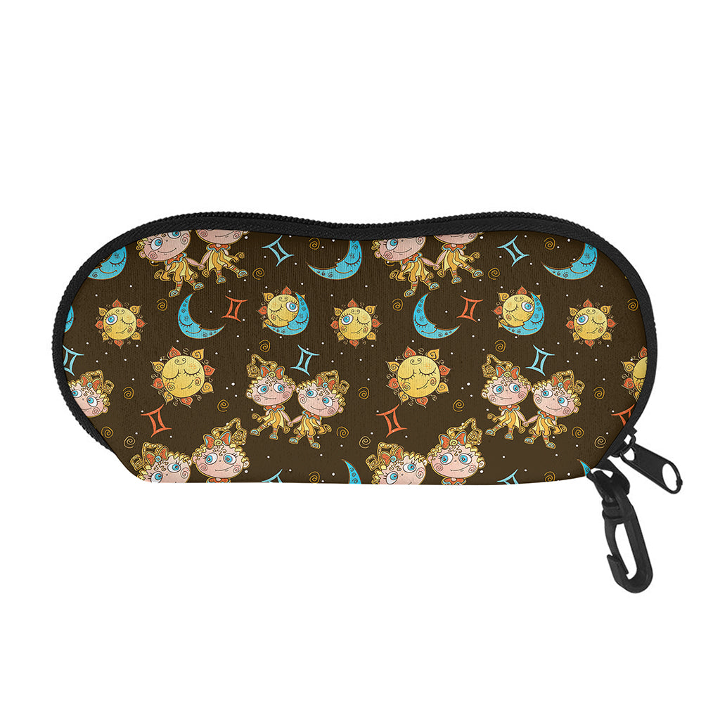 Cute Cartoon Gemini Pattern Print Glasses Case