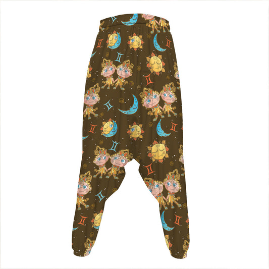Cute Cartoon Gemini Pattern Print Hammer Pants