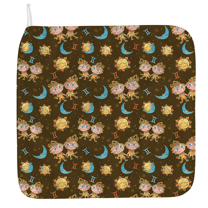 Cute Cartoon Gemini Pattern Print Hand Towel
