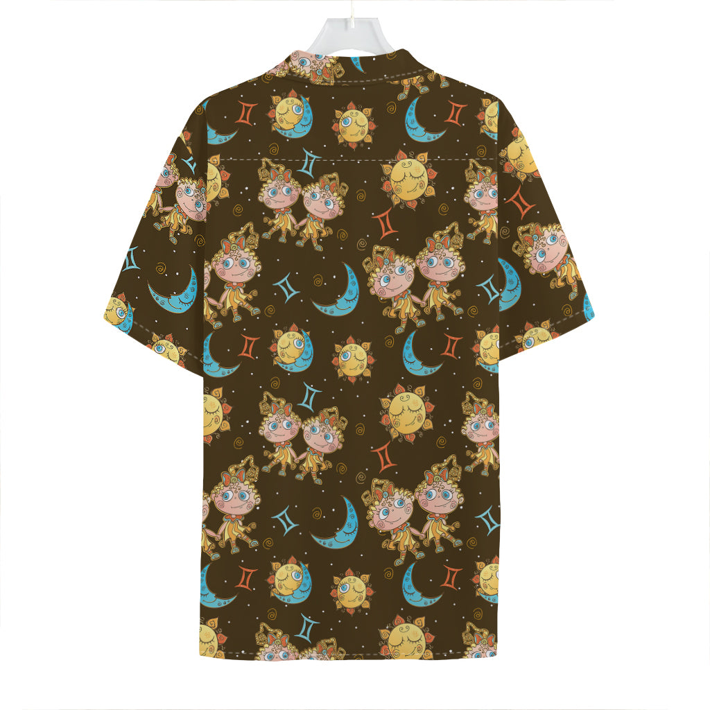 Cute Cartoon Gemini Pattern Print Hawaiian Shirt