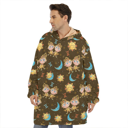 Cute Cartoon Gemini Pattern Print Hoodie Blanket