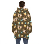 Cute Cartoon Gemini Pattern Print Hoodie Blanket
