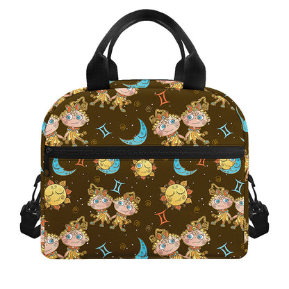 Cute Cartoon Gemini Pattern Print Insulated Lunch Bag