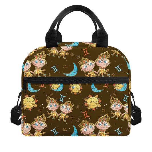 Cute Cartoon Gemini Pattern Print Insulated Lunch Bag
