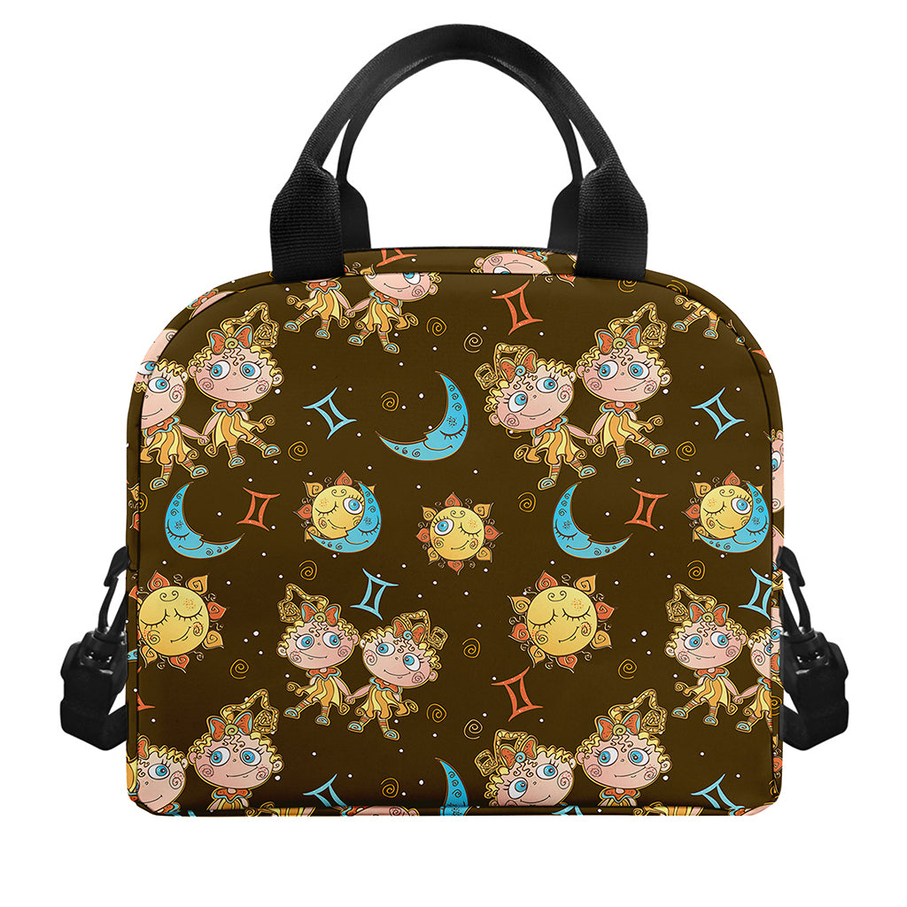 Cute Cartoon Gemini Pattern Print Insulated Lunch Bag