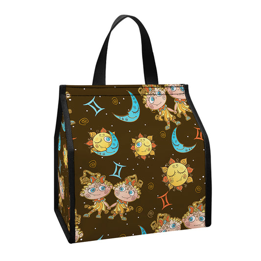 Cute Cartoon Gemini Pattern Print Insulated Lunch Tote