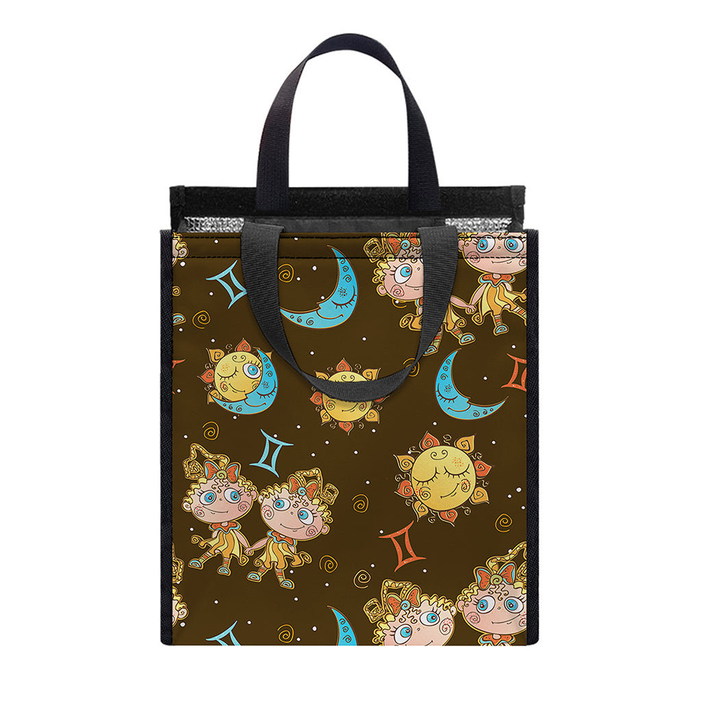 Cute Cartoon Gemini Pattern Print Insulated Lunch Tote