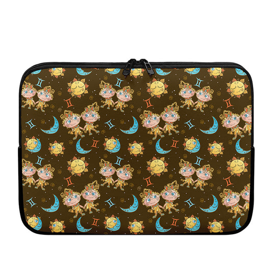 Cute Cartoon Gemini Pattern Print Laptop Sleeve