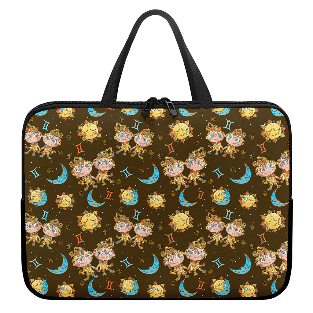 Cute Cartoon Gemini Pattern Print Laptop Sleeve With Handle