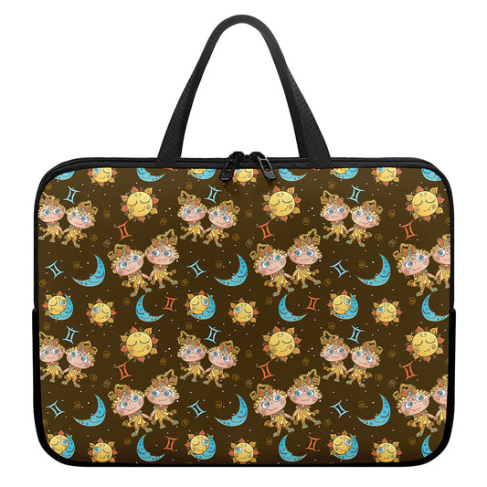 Cute Cartoon Gemini Pattern Print Laptop Sleeve With Handle