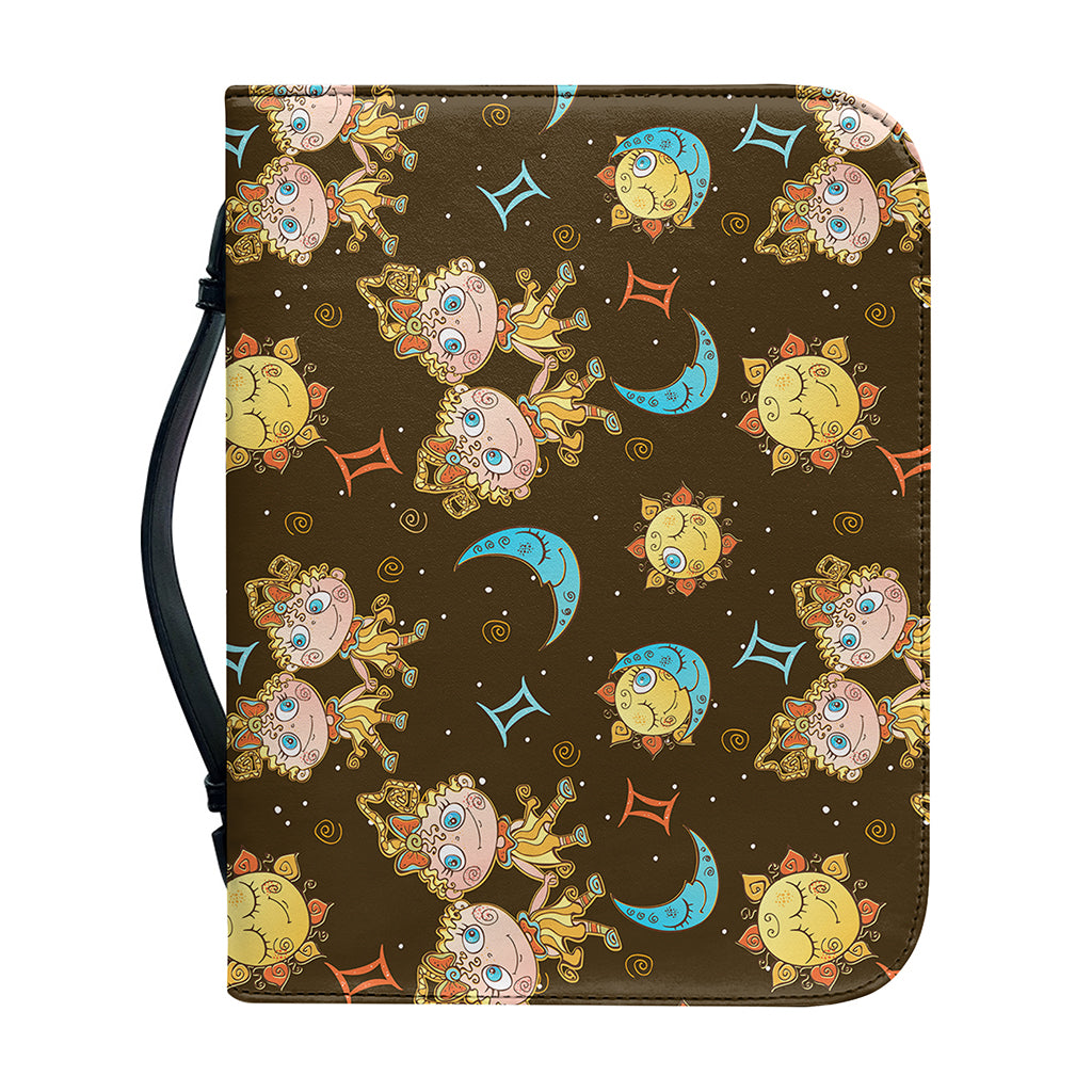 Cute Cartoon Gemini Pattern Print Leather Bible Cover