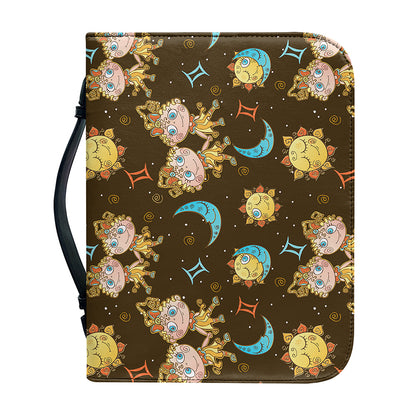 Cute Cartoon Gemini Pattern Print Leather Bible Cover