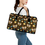 Cute Cartoon Gemini Pattern Print Leather Duffle Bag