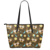 Cute Cartoon Gemini Pattern Print Leather Tote Bag