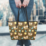 Cute Cartoon Gemini Pattern Print Leather Tote Bag