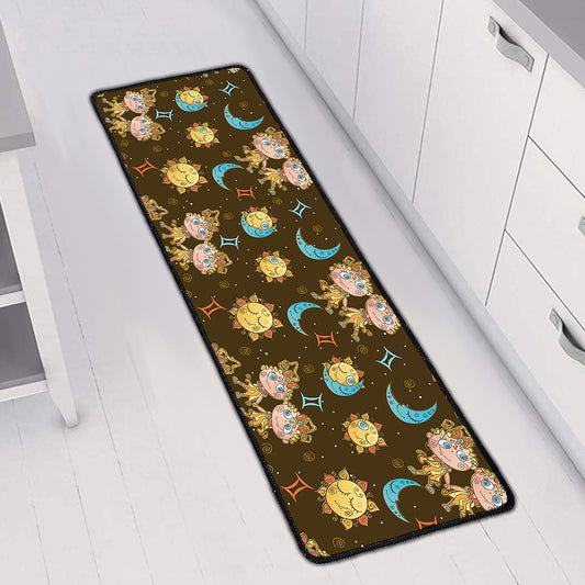 Cute Cartoon Gemini Pattern Print Long Kitchen Mat