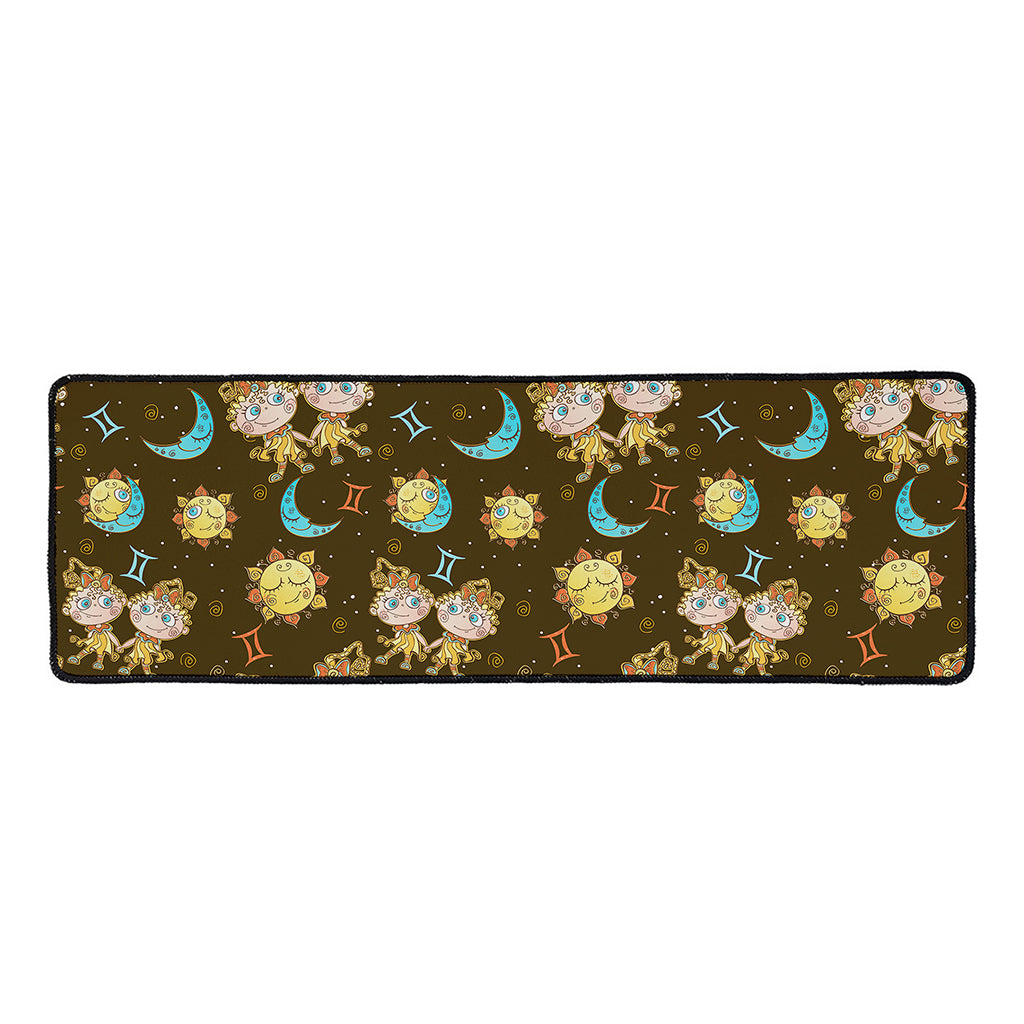 Cute Cartoon Gemini Pattern Print Long Kitchen Mat