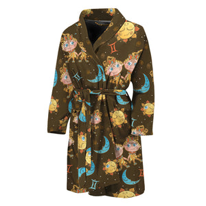 Cute Cartoon Gemini Pattern Print Men's Bathrobe