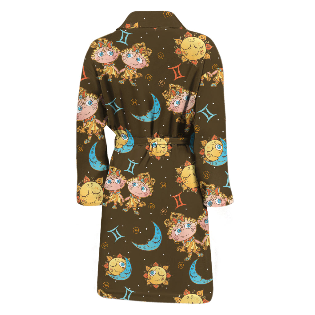 Cute Cartoon Gemini Pattern Print Men's Bathrobe