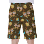 Cute Cartoon Gemini Pattern Print Men's Beach Shorts