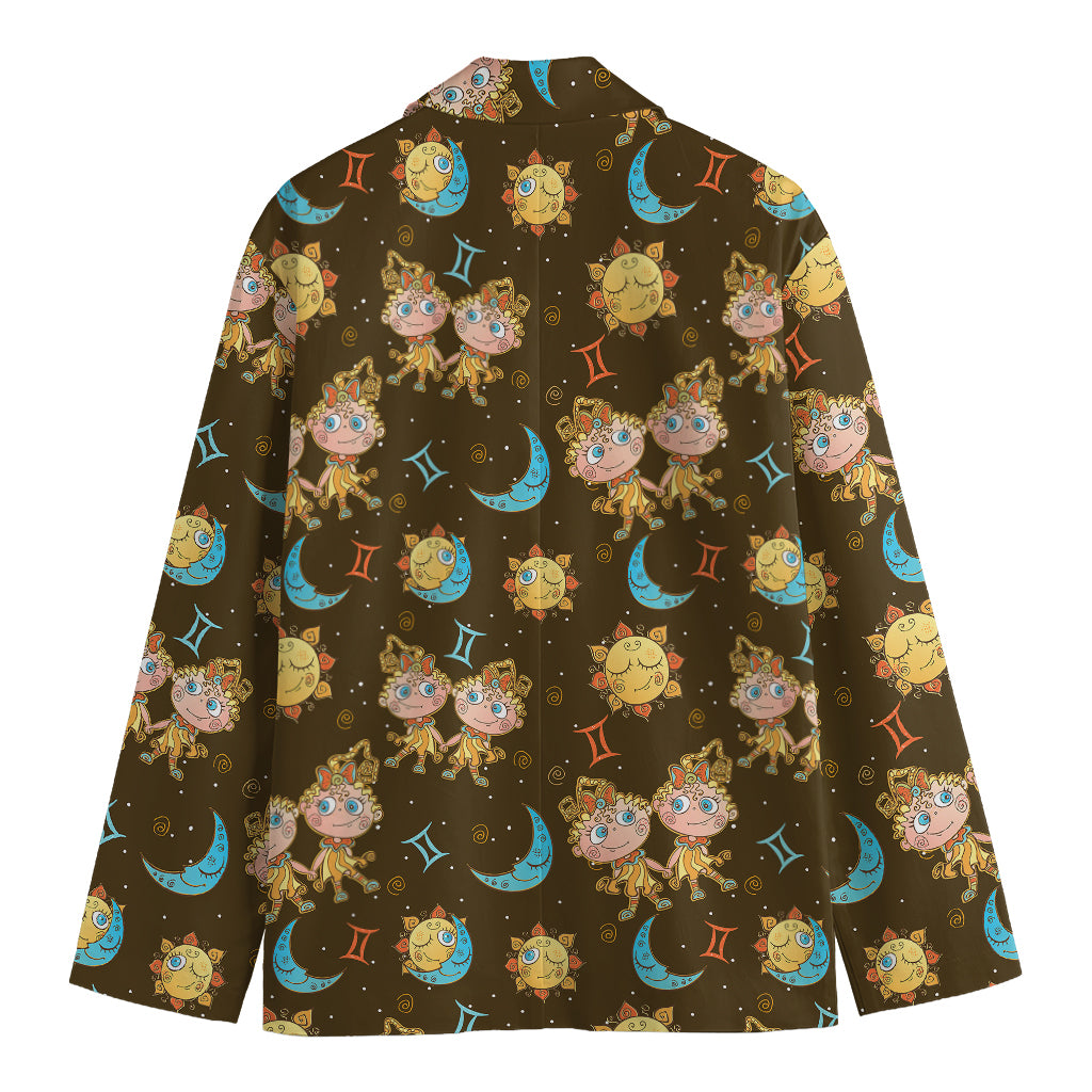 Cute Cartoon Gemini Pattern Print Men's Blazer