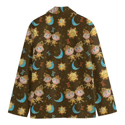 Cute Cartoon Gemini Pattern Print Men's Blazer