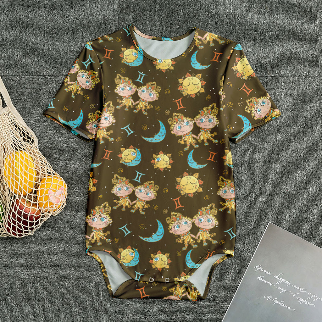 Cute Cartoon Gemini Pattern Print Men's Bodysuit