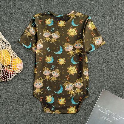 Cute Cartoon Gemini Pattern Print Men's Bodysuit