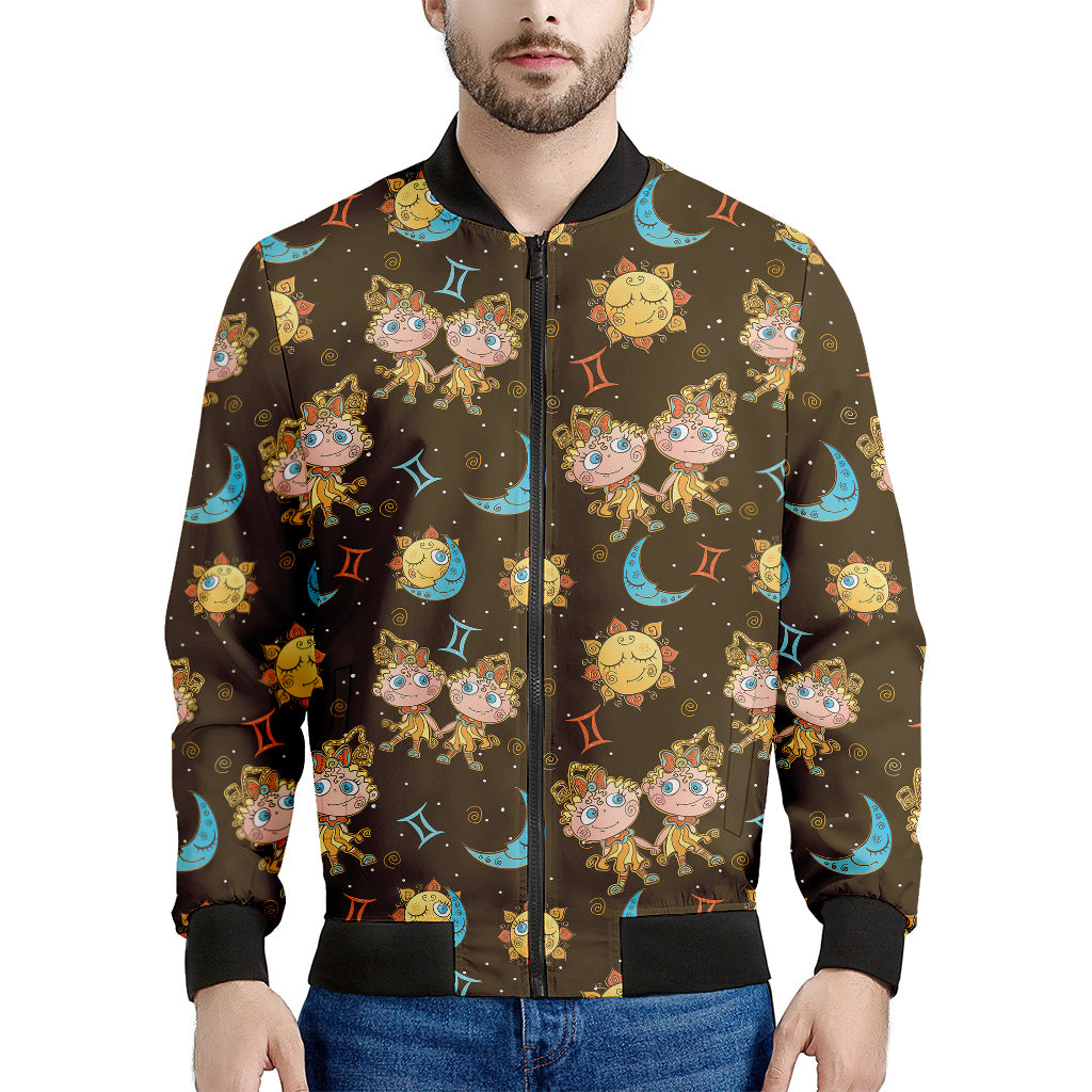 Cute Cartoon Gemini Pattern Print Men's Bomber Jacket