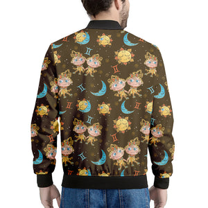 Cute Cartoon Gemini Pattern Print Men's Bomber Jacket