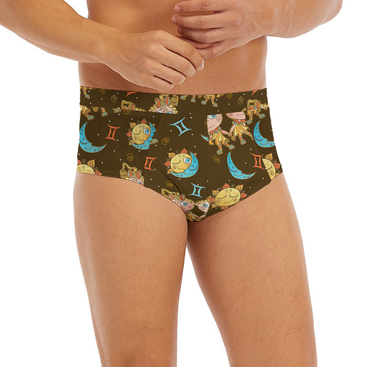 Cute Cartoon Gemini Pattern Print Men's Briefs