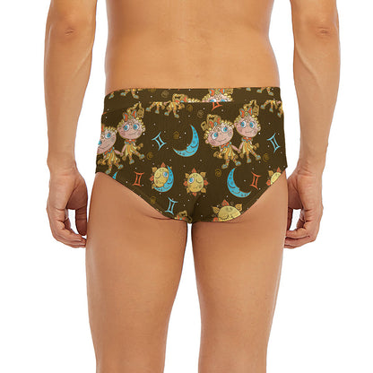 Cute Cartoon Gemini Pattern Print Men's Briefs