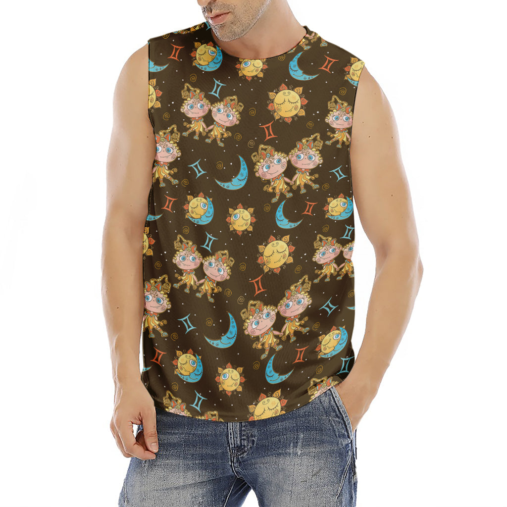 Cute Cartoon Gemini Pattern Print Men's Fitness Tank Top