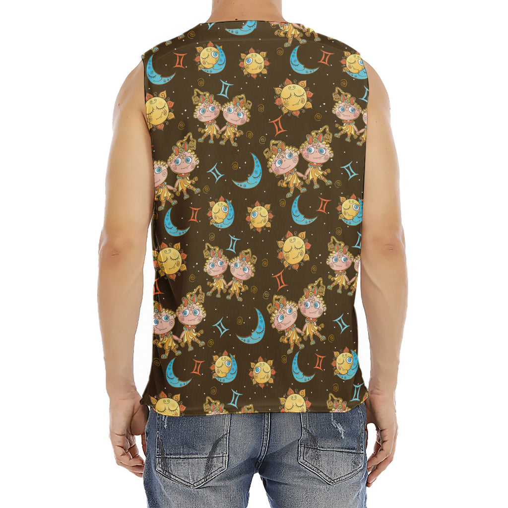 Cute Cartoon Gemini Pattern Print Men's Fitness Tank Top