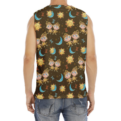 Cute Cartoon Gemini Pattern Print Men's Fitness Tank Top