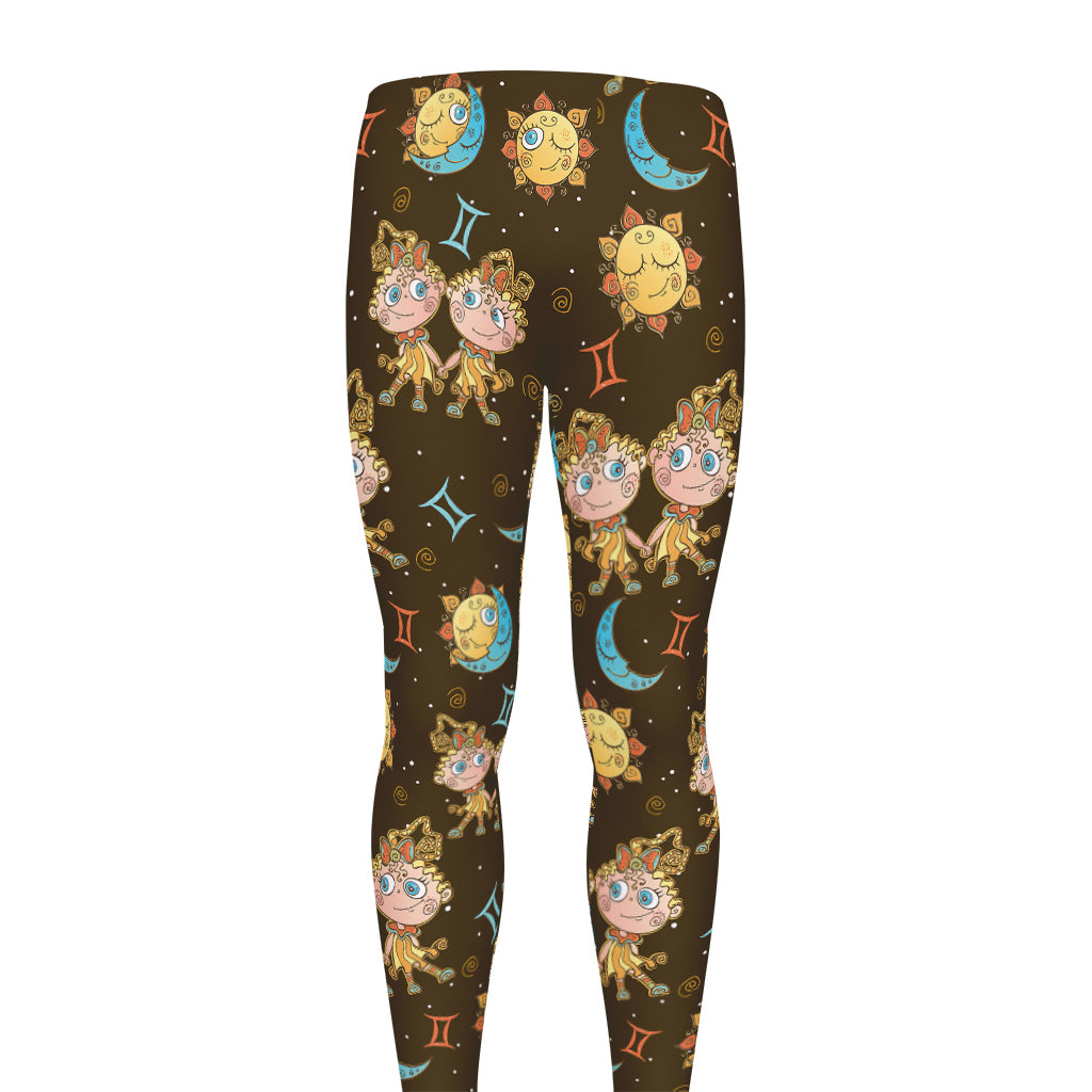 Cute Cartoon Gemini Pattern Print Men's leggings